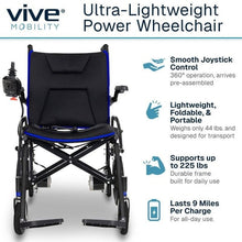 Load image into Gallery viewer, Vive Health Airframe Power Wheelchair - 44 lbs
